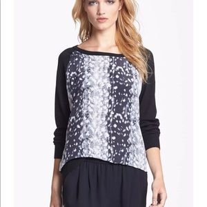 Joie silk cashmere blend snow leopard sweater